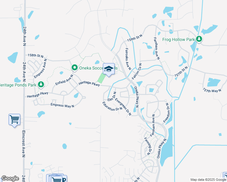 map of restaurants, bars, coffee shops, grocery stores, and more near 4826 Elm Drive North in Hugo