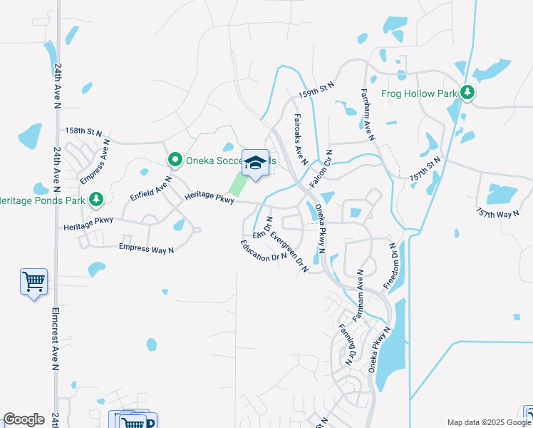 map of restaurants, bars, coffee shops, grocery stores, and more near 4826 Elm Drive North in Hugo