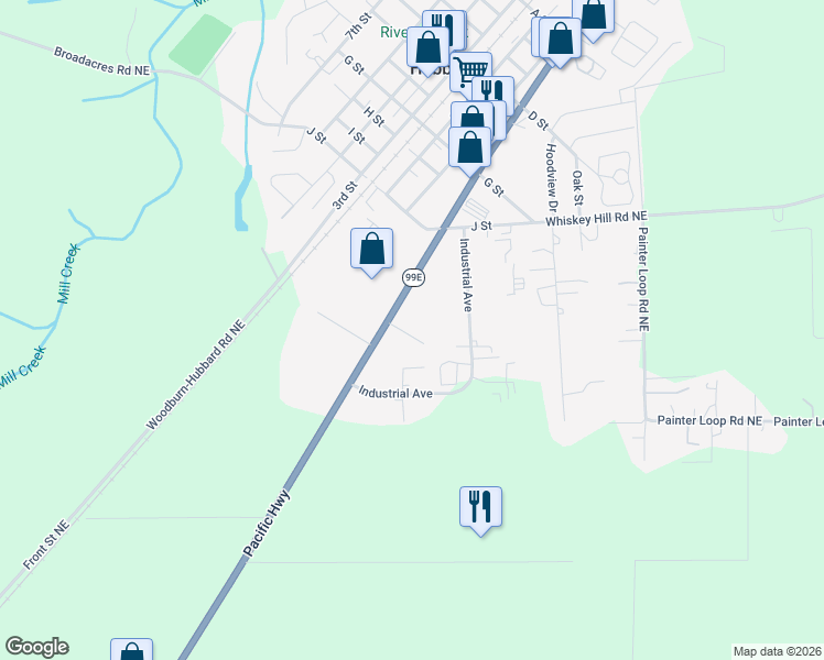 map of restaurants, bars, coffee shops, grocery stores, and more near 3113 Schmidt Lane Northeast in Hubbard