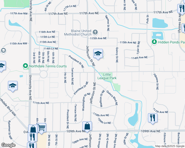 map of restaurants, bars, coffee shops, grocery stores, and more near in Blaine