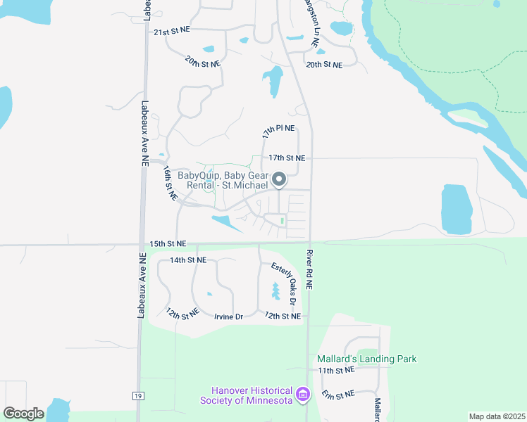 map of restaurants, bars, coffee shops, grocery stores, and more near 11211 16th Street Northeast in Saint Michael