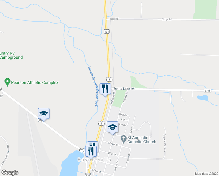 map of restaurants, bars, coffee shops, grocery stores, and more near 1818 U.S. 131 in Boyne City