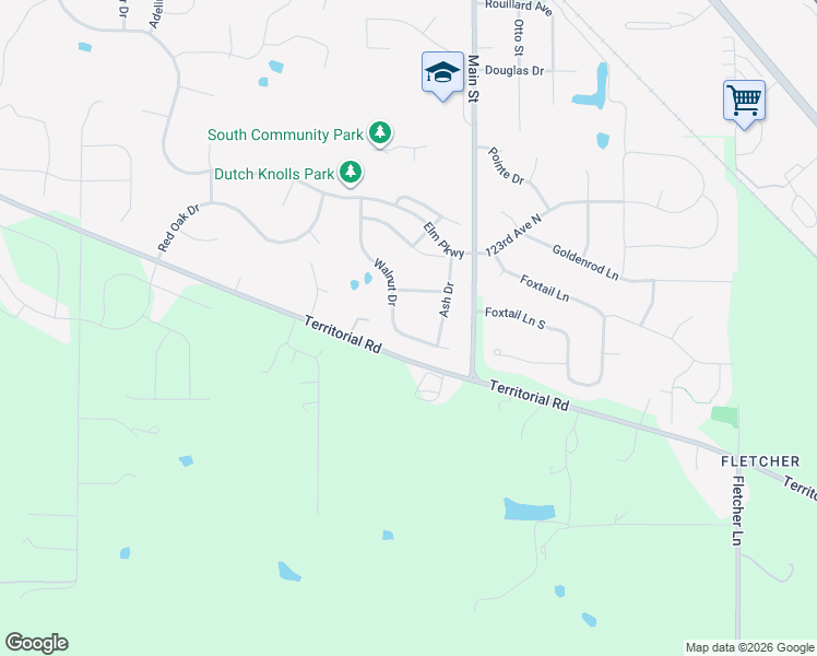 map of restaurants, bars, coffee shops, grocery stores, and more near 12185 Walnut Drive in Rogers