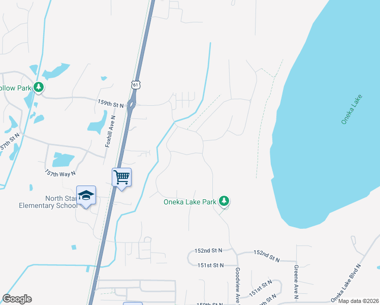 map of restaurants, bars, coffee shops, grocery stores, and more near 6128 Goodview Trail Circle North in Hugo