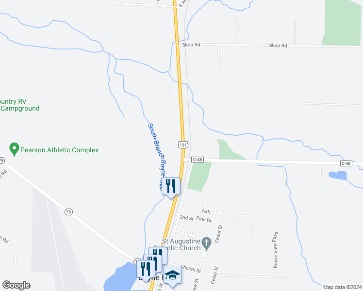 map of restaurants, bars, coffee shops, grocery stores, and more near 1672-1818 U.S. 131 in Boyne City