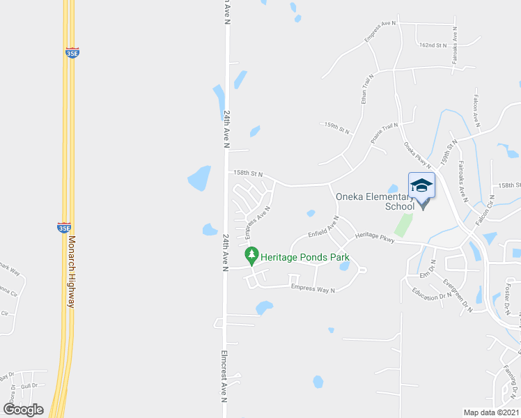 map of restaurants, bars, coffee shops, grocery stores, and more near 15648 Emerald Drive North in Hugo
