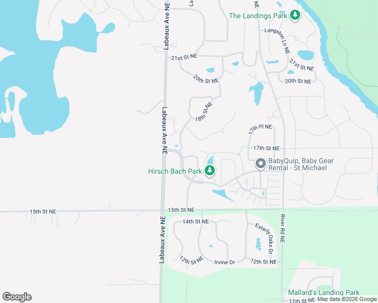 map of restaurants, bars, coffee shops, grocery stores, and more near 11064 16th Street Northeast in Saint Michael