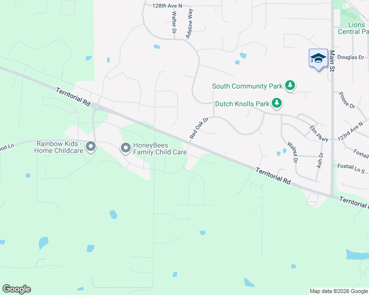 map of restaurants, bars, coffee shops, grocery stores, and more near 22335 Territorial Road in Rogers