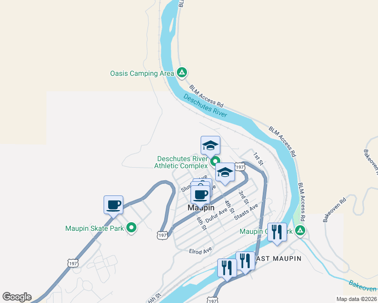 map of restaurants, bars, coffee shops, grocery stores, and more near 408 Lincoln Avenue in Maupin