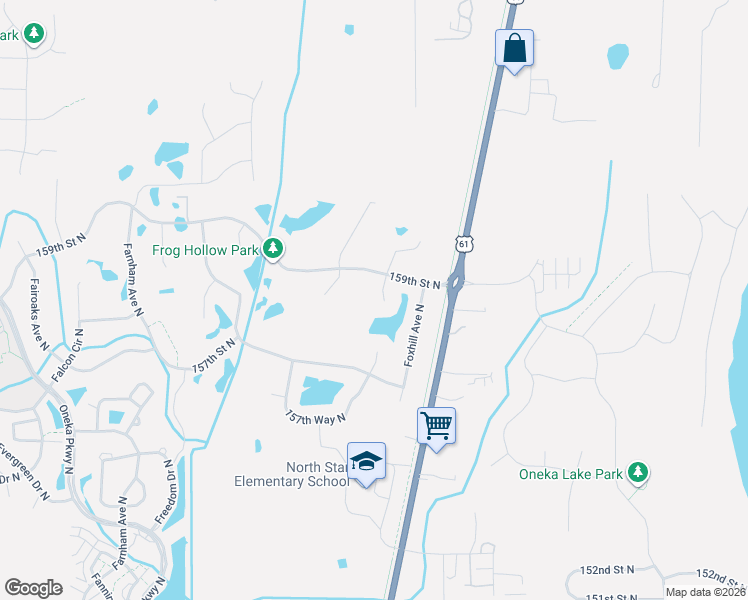 map of restaurants, bars, coffee shops, grocery stores, and more near 5691 159th Court North in Hugo