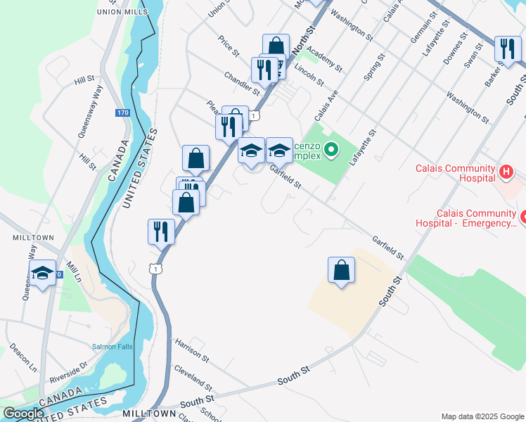 map of restaurants, bars, coffee shops, grocery stores, and more near 88 Calais Avenue in Calais