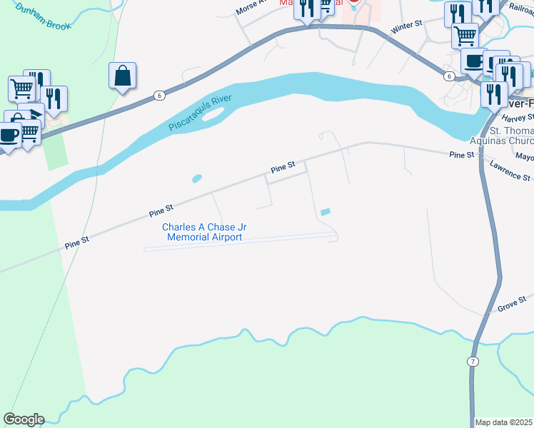 map of restaurants, bars, coffee shops, grocery stores, and more near 6 Lookout Avenue in Dover-Foxcroft