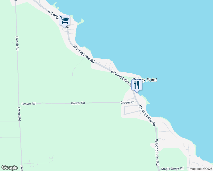 map of restaurants, bars, coffee shops, grocery stores, and more near Grover Road in Alpena