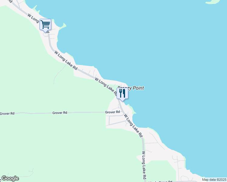 map of restaurants, bars, coffee shops, grocery stores, and more near 9051 West Long Lake Road in Alpena