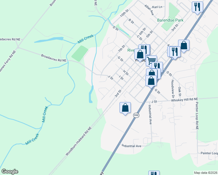 map of restaurants, bars, coffee shops, grocery stores, and more near 2601 North Lydia Loop in Hubbard