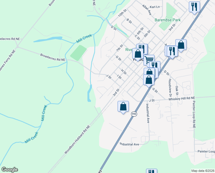 map of restaurants, bars, coffee shops, grocery stores, and more near 2601 North Lydia Loop in Hubbard