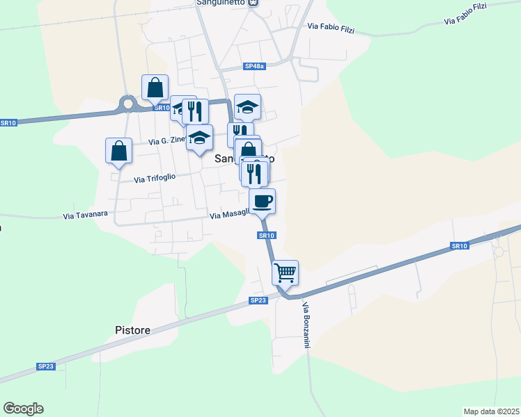 map of restaurants, bars, coffee shops, grocery stores, and more near in Sanguinetto