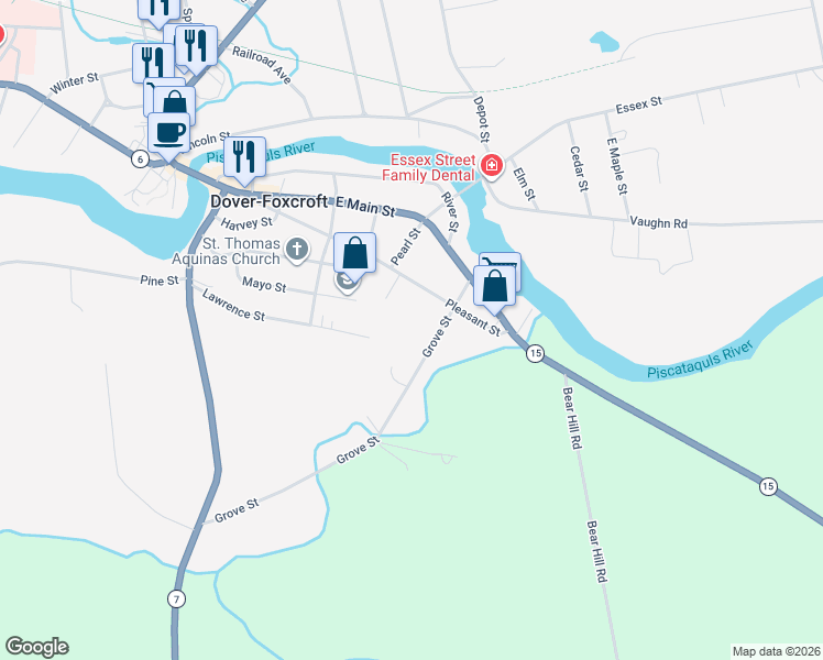 map of restaurants, bars, coffee shops, grocery stores, and more near 109 Pleasant Street in Dover-Foxcroft