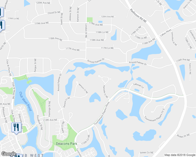 map of restaurants, bars, coffee shops, grocery stores, and more near 11561 Palisade Court Northeast in Minneapolis