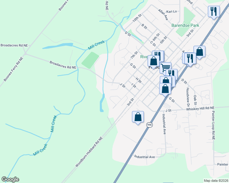 map of restaurants, bars, coffee shops, grocery stores, and more near 2862 Walnut Ct in Hubbard