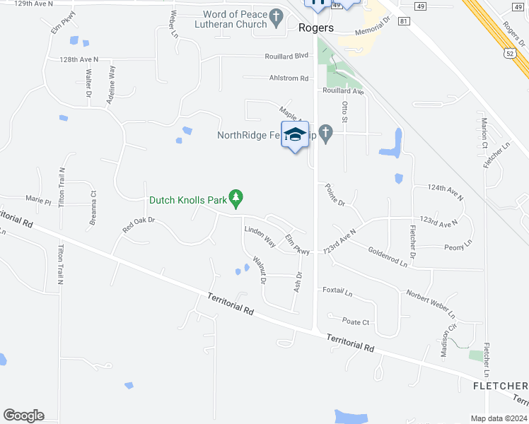 map of restaurants, bars, coffee shops, grocery stores, and more near 21738 Evergreen Trail in Rogers
