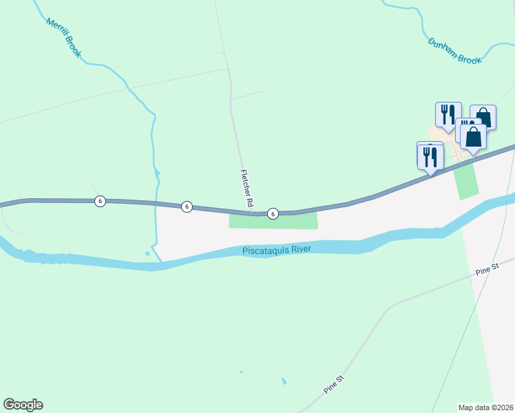 map of restaurants, bars, coffee shops, grocery stores, and more near 1207 West Main Street in Dover-Foxcroft