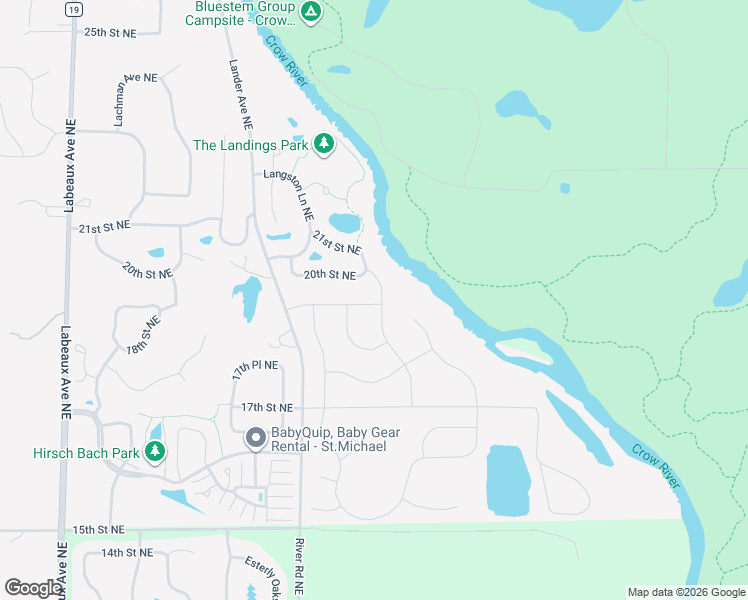 map of restaurants, bars, coffee shops, grocery stores, and more near 1989 Laquey Avenue Northeast in Saint Michael