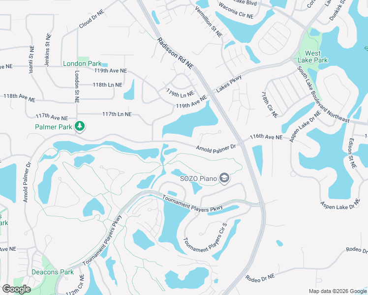 map of restaurants, bars, coffee shops, grocery stores, and more near 2362 Arnold Palmer Drive in Blaine