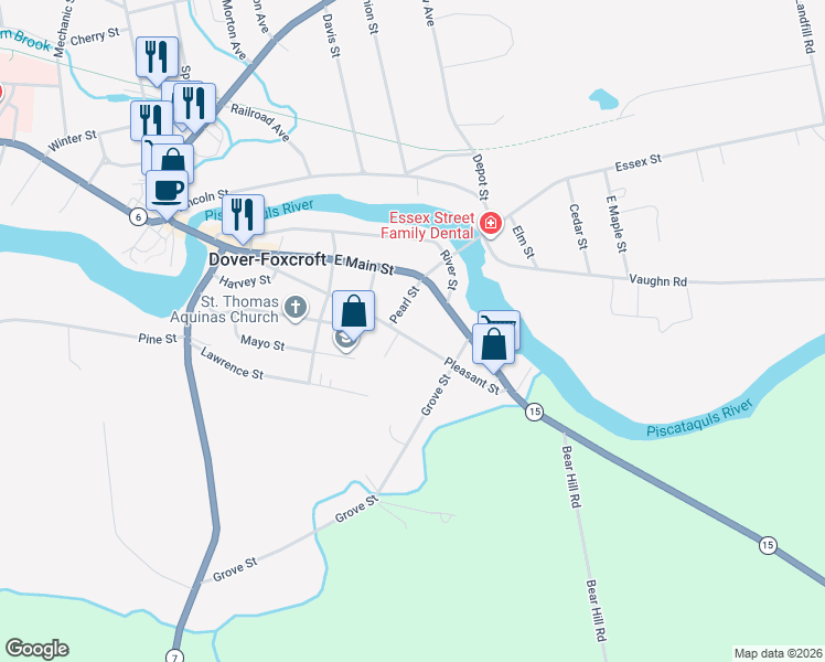 map of restaurants, bars, coffee shops, grocery stores, and more near 88 Pleasant Street in Dover-Foxcroft
