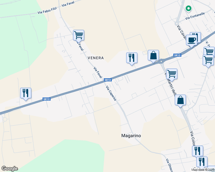 map of restaurants, bars, coffee shops, grocery stores, and more near 122 Via Capersa in Sanguinetto