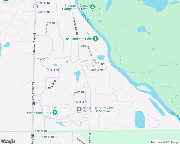 map of restaurants, bars, coffee shops, grocery stores, and more near 11489 20th Street Northeast in Saint Michael