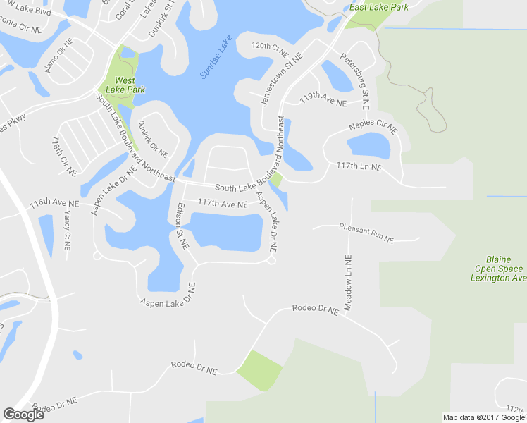 map of restaurants, bars, coffee shops, grocery stores, and more near 3093 Aspen Lake Drive Northeast in Blaine