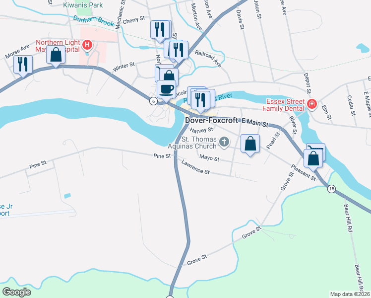 map of restaurants, bars, coffee shops, grocery stores, and more near 1034 South Street in Dover-Foxcroft