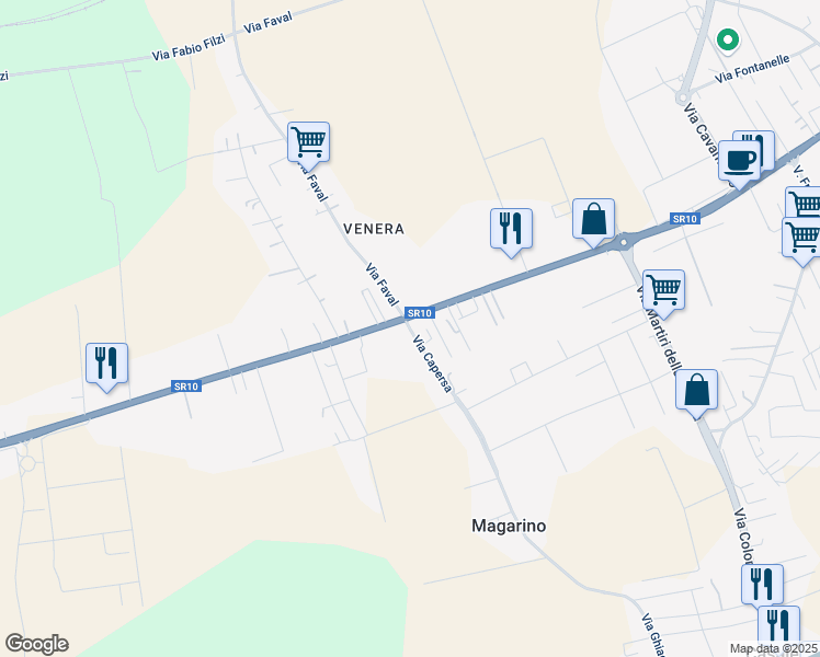 map of restaurants, bars, coffee shops, grocery stores, and more near 122 Via Capersa in Sanguinetto