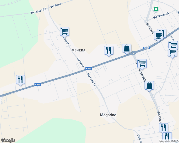 map of restaurants, bars, coffee shops, grocery stores, and more near 122 Via Capersa in Sanguinetto