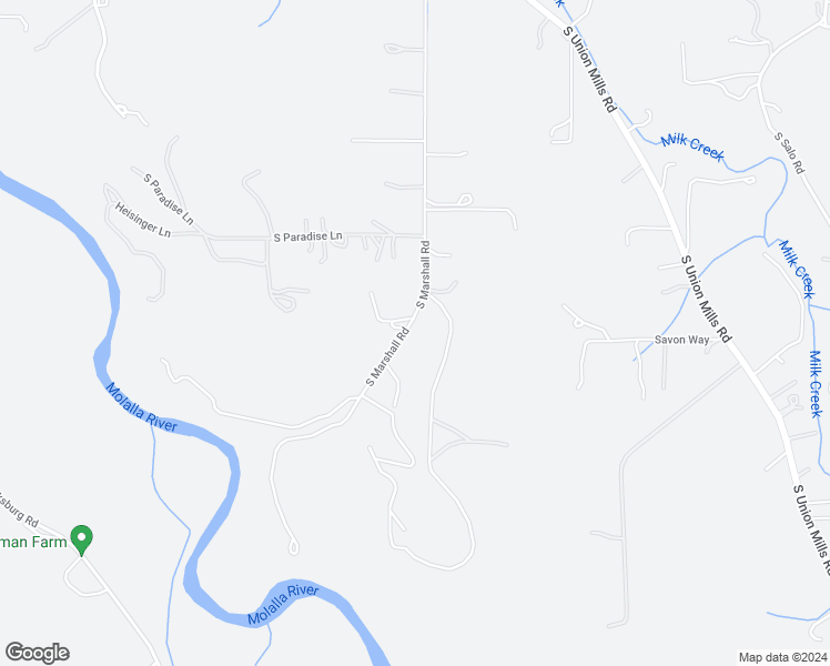 map of restaurants, bars, coffee shops, grocery stores, and more near 29364 South Marshall Road in Mulino