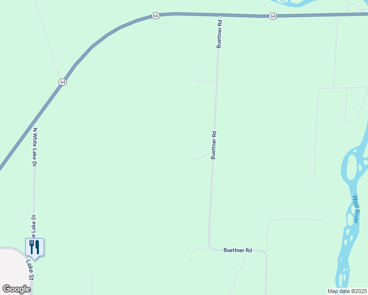 map of restaurants, bars, coffee shops, grocery stores, and more near N4270 Buettner Road in White Lake