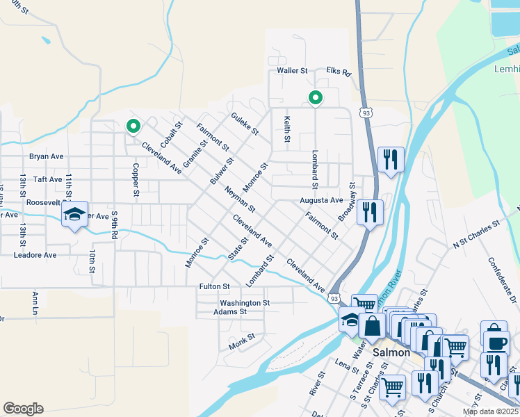 map of restaurants, bars, coffee shops, grocery stores, and more near 200-298 State St in Salmon
