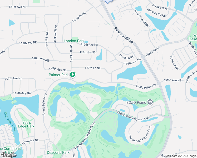 map of restaurants, bars, coffee shops, grocery stores, and more near 2164 Arnold Palmer Drive in Blaine