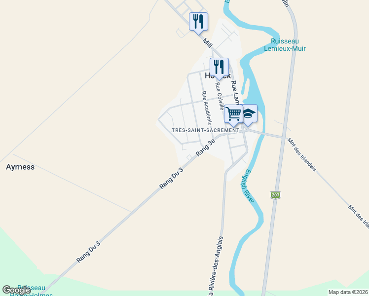 map of restaurants, bars, coffee shops, grocery stores, and more near 7 Rue Wilfred-Watson in Howick