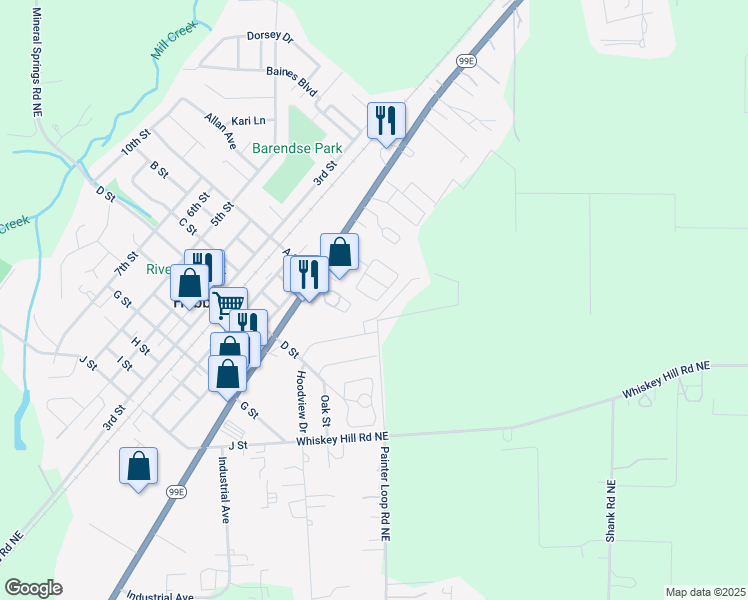 map of restaurants, bars, coffee shops, grocery stores, and more near 3935 Lindsey Avenue in Hubbard
