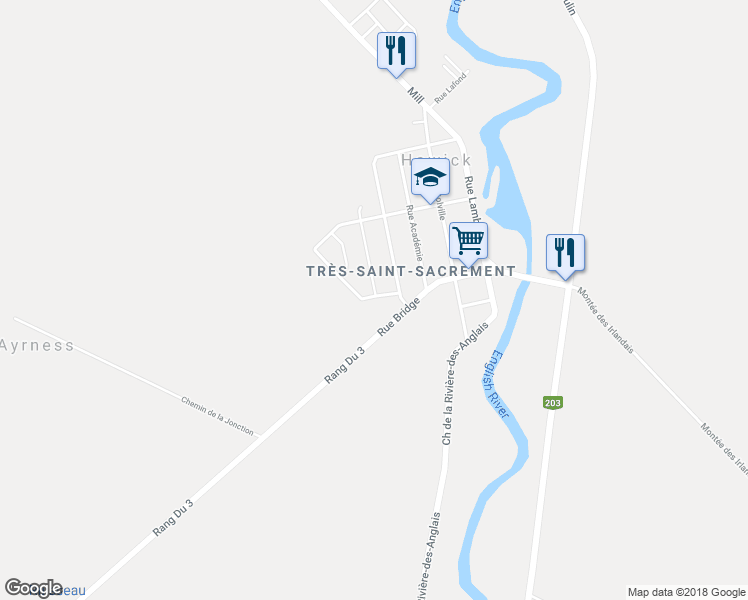 map of restaurants, bars, coffee shops, grocery stores, and more near 7 Rue Wilfred-Watson in Howick