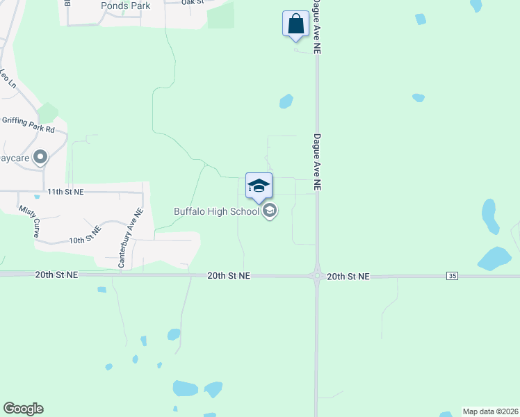 map of restaurants, bars, coffee shops, grocery stores, and more near 877 Bison Boulevard in Buffalo