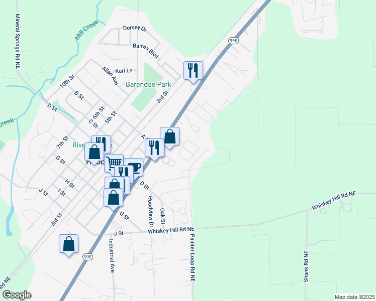 map of restaurants, bars, coffee shops, grocery stores, and more near 3935 Lindsey Avenue in Hubbard
