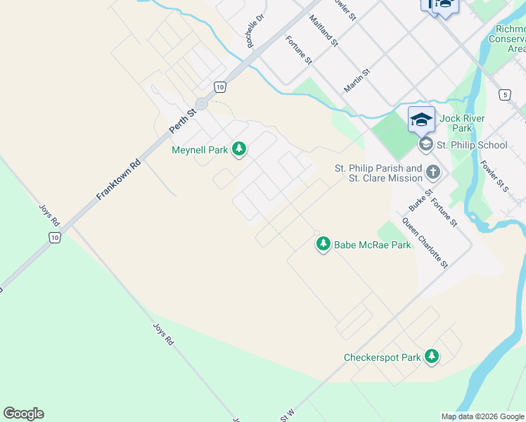 map of restaurants, bars, coffee shops, grocery stores, and more near 6430 Perth Street in Ottawa