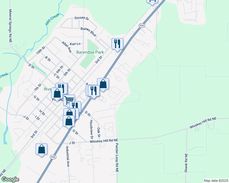 map of restaurants, bars, coffee shops, grocery stores, and more near 3935 Lindsey Avenue in Hubbard