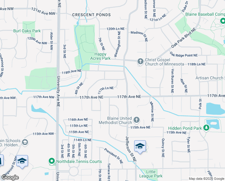 map of restaurants, bars, coffee shops, grocery stores, and more near 270 117th Lane Northeast in Blaine