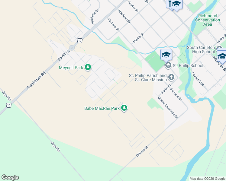 map of restaurants, bars, coffee shops, grocery stores, and more near Meynell Road in Ottawa