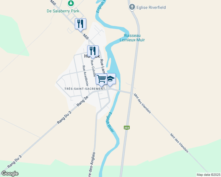 map of restaurants, bars, coffee shops, grocery stores, and more near 5 Rue Lambton in Howick