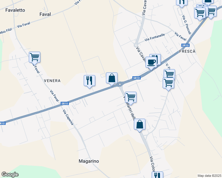 map of restaurants, bars, coffee shops, grocery stores, and more near 4 Via Giorgio la Pira in Casaleone